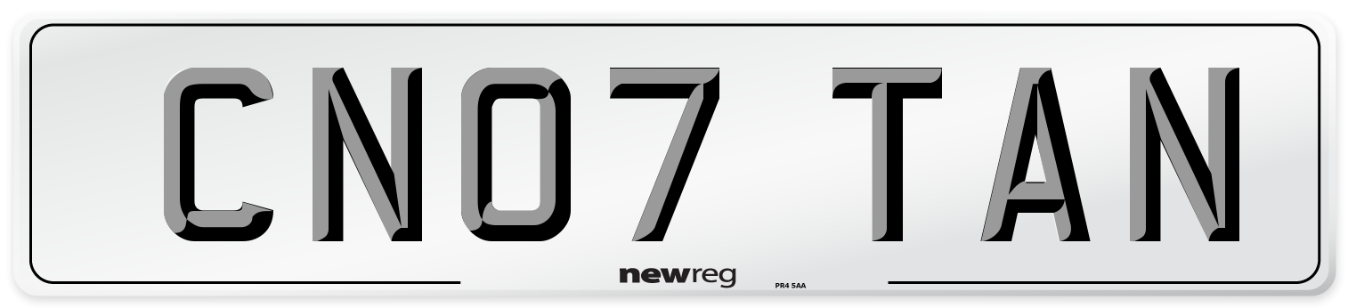 CN07 TAN Number Plate from New Reg